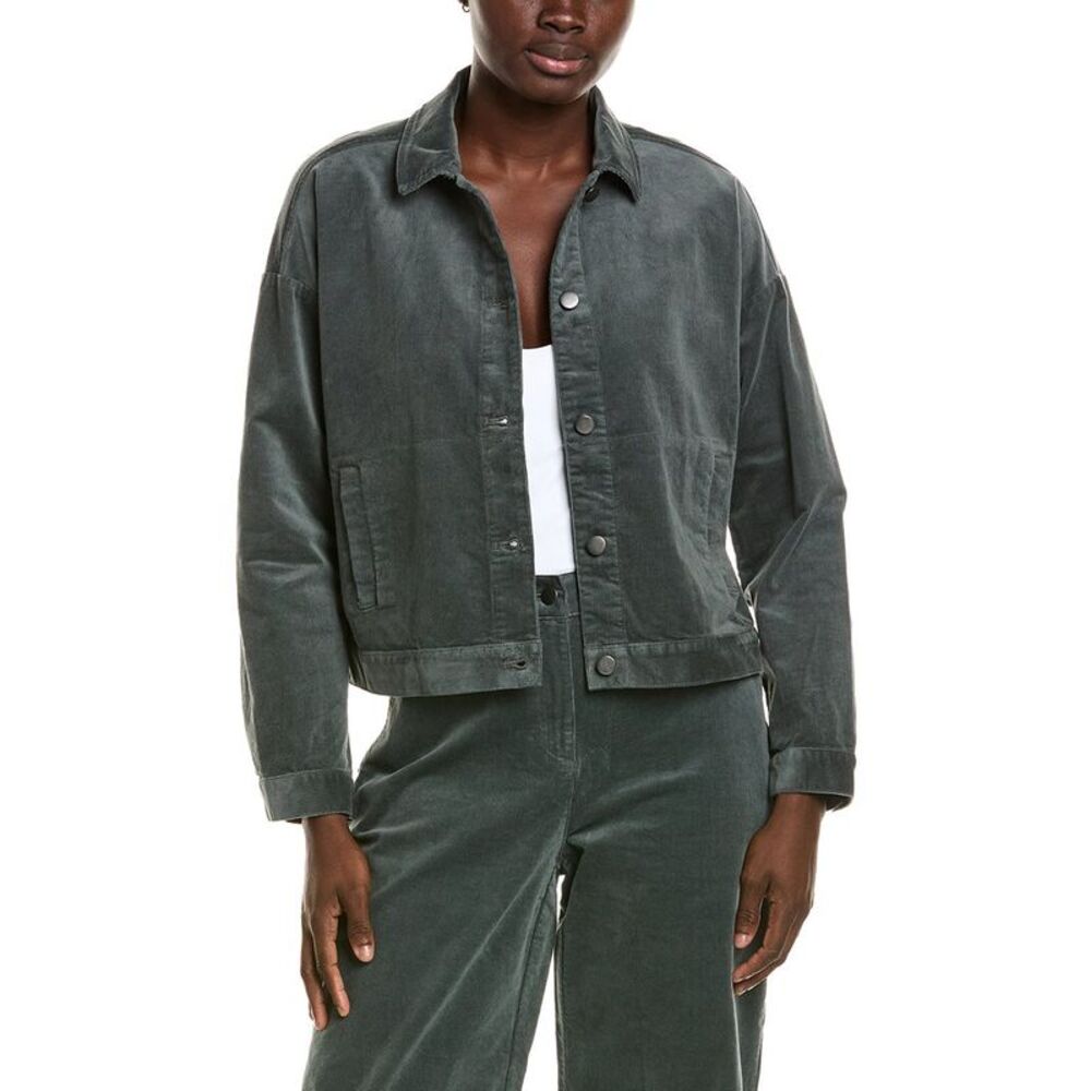 Eileen Fisher Womens Petite Classic Collar Jacket, Green